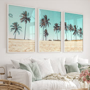 Palm Tree Coast beach style wall art - White Framed Poster No Border - Artworksets