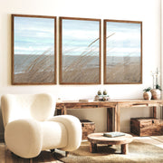 Windblown Dune Grass beach themed art prints - Dark Brown Framed Poster No Border - Artworksets