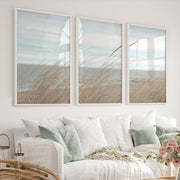 Windblown Dune Grass beach themed art prints - White Framed Poster No Border - Artworksets
