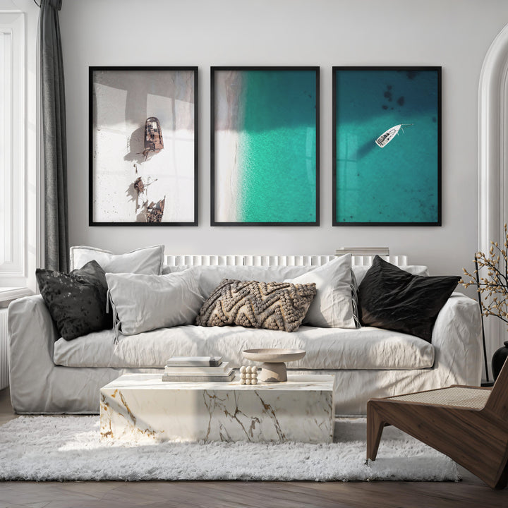 Shipwreck Shore Beach Themed Framed Art - Black Framed Poster No Border - Artworksets