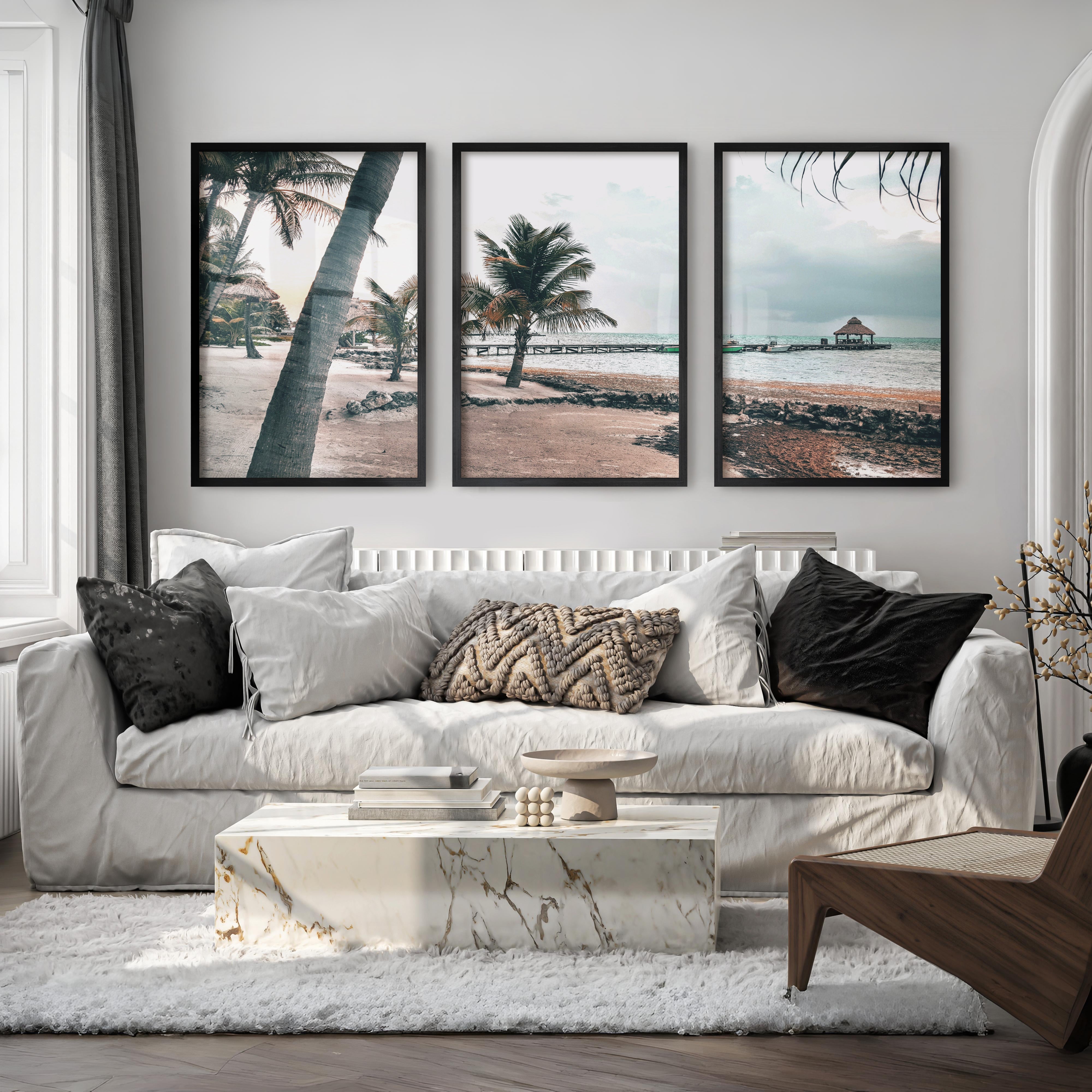 Palm Pier beach themed prints - Black Framed Poster No Border - Artworksets