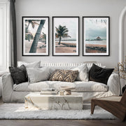 Palm Pier beach themed prints - Black Framed Poster with White Border - Artworksets