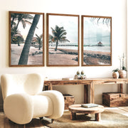 Palm Pier beach themed prints - Dark Brown Framed Poster No Border - Artworksets