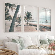 Palm Pier beach themed prints - White Framed Poster No Border - Artworksets