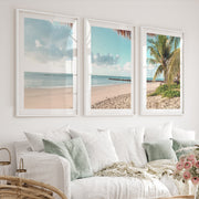 Palm-Framed Beach Themed Wall Art - White Framed Poster with White Border - Artworksets