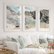 Rocky Cove beach themed wall decor - White Framed Poster with White Border - Artworksets