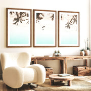 Palm Shadow Beach Themed Wall Pictures - Dark Brown Framed Poster with White Border - Artworksets