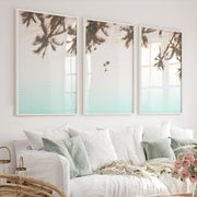 Palm Shadow Beach Themed Wall Pictures - White Framed Poster No Border - Artworksets