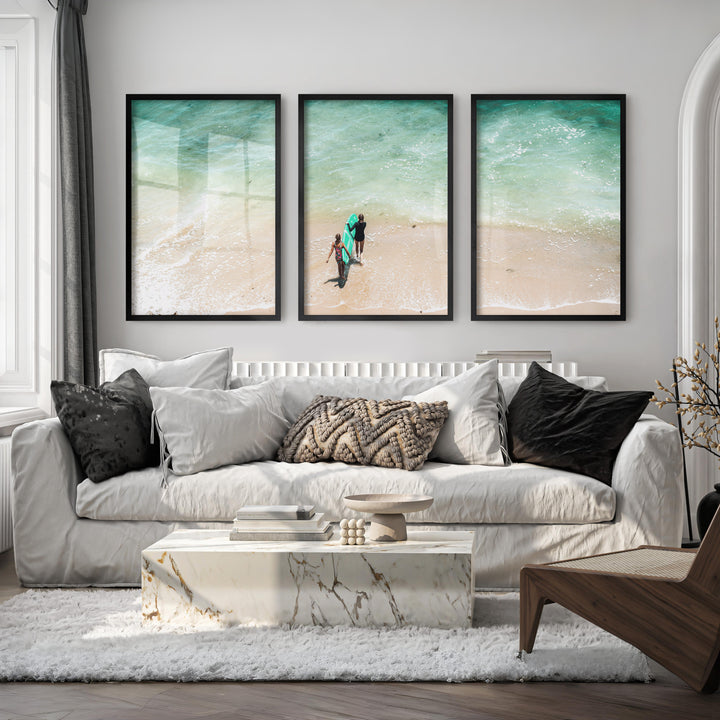 Turquoise Surfboard Beach Wall Decor - Black Framed Poster No Border - Artworksets
