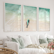 Turquoise Surfboard Beach Wall Decor - White Framed Poster No Border - Artworksets