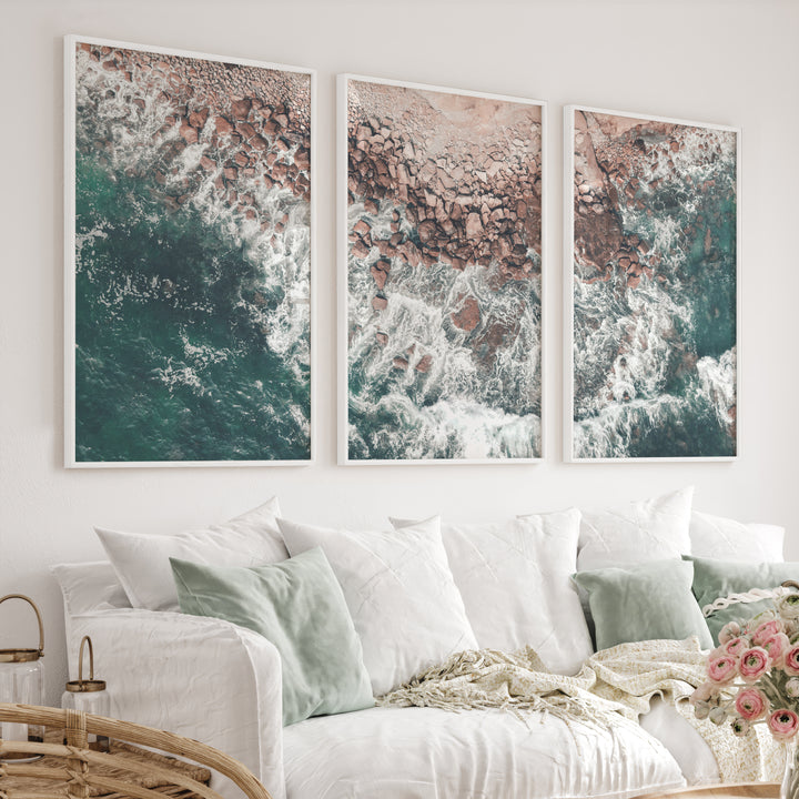 Rocky Coast Beach Wall Prints - White Framed Poster No Border - Artworksets