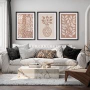Beige Boho Abstract Painting – Neutral Floral Wall Art - Black Framed Poster with White Border - Artworksets