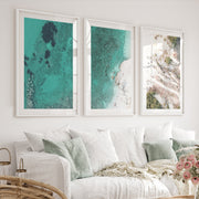 Turquoise coastline best ocean art from above - White Framed Poster with White Border - Artworksets