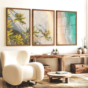 Aerial Palm Beach Big Beach Wall Art - Dark Brown Framed Poster No Border - Artworksets