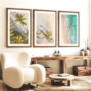 Aerial Palm Beach Big Beach Wall Art - Dark Brown Framed Poster with White Border - Artworksets