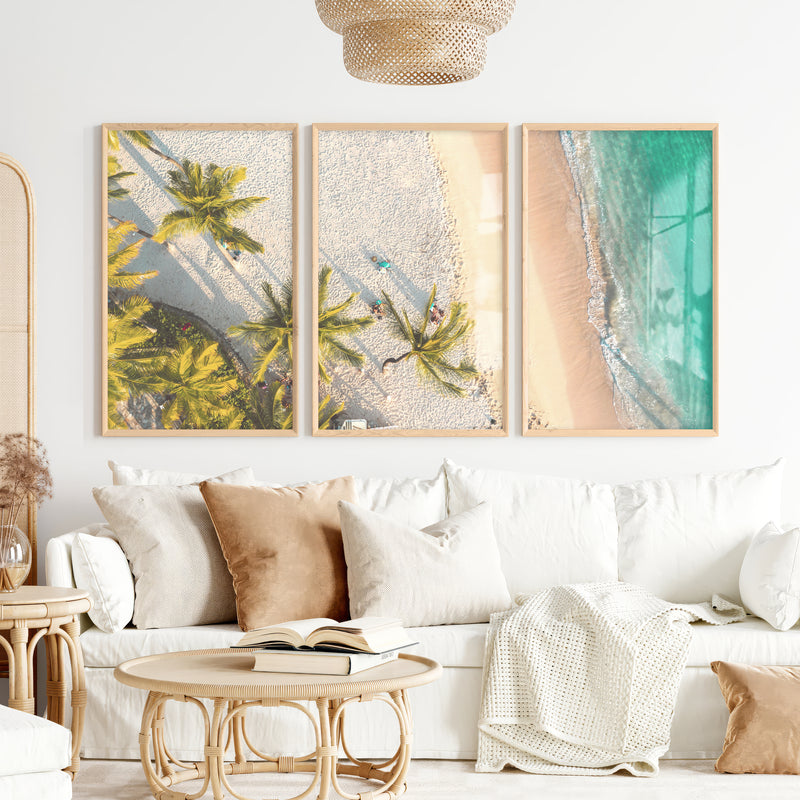 Aerial Palm Beach Big Beach Wall Art - Natural Wood Framed Poster No Border - Artworksets