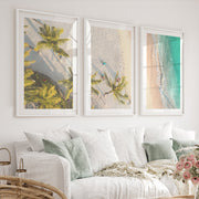 Aerial Palm Beach Big Beach Wall Art - White Framed Poster with White Border - Artworksets