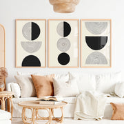Black and Grey Abstract Wall Art – Modern Minimalist Print - Natural Wood Framed Poster No Border - Artworksets