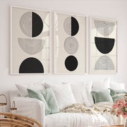 Black and Grey Abstract Wall Art – Modern Minimalist Print - White Framed Poster No Border - Artworksets
