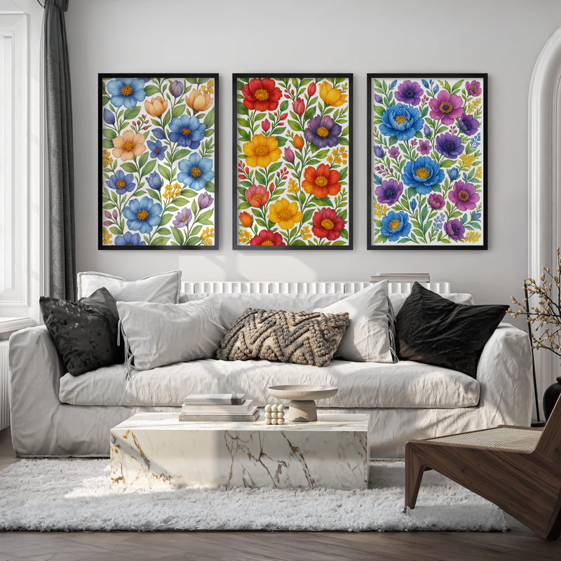 Botanical Art Prints – Colorful Floral Illustration Set of 3


 - Black Framed Poster No Border - Artworksets