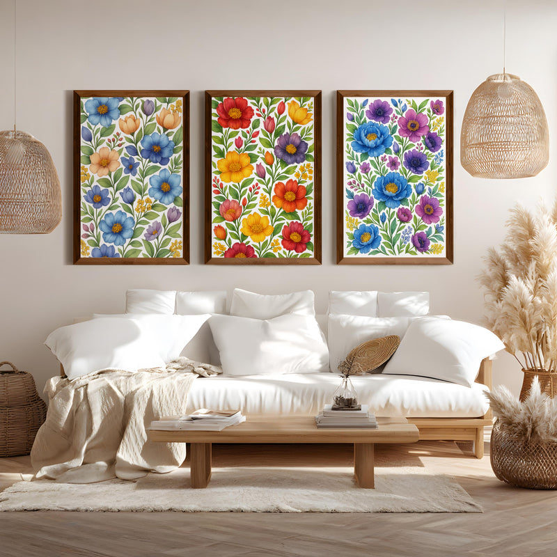 Botanical Art Prints – Colorful Floral Illustration Set of 3


 - Dark Brown Framed Poster No Border - Artworksets