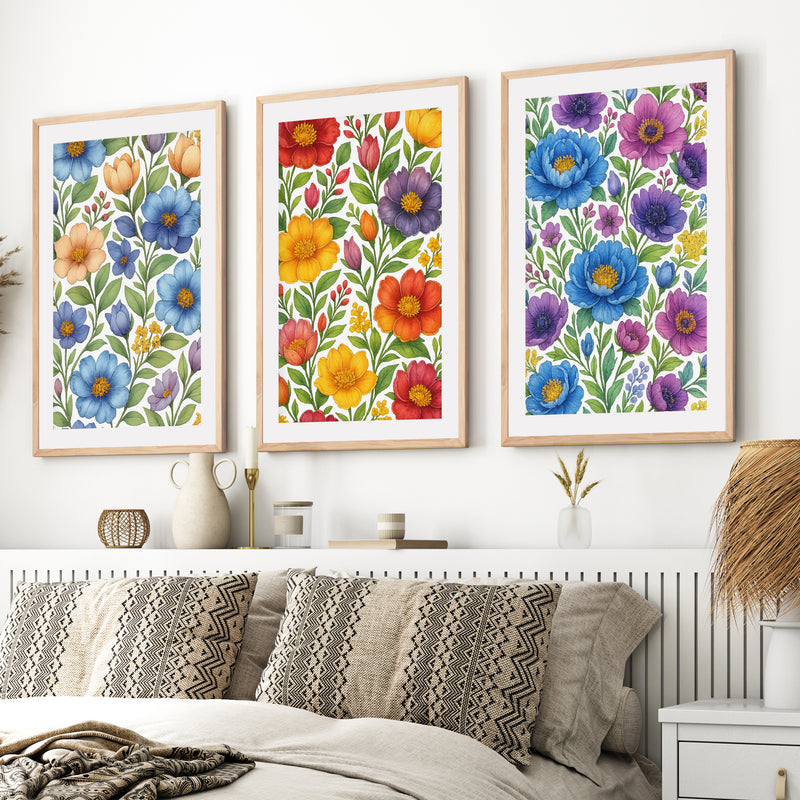Botanical Art Prints – Colorful Floral Illustration Set of 3


- Natural Wood Framed Poster with White Border - Artworksets
