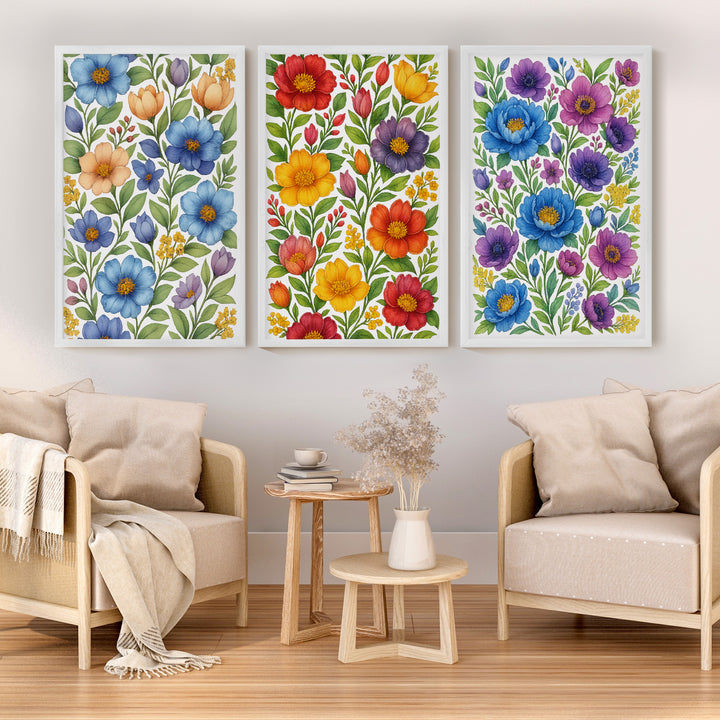 Botanical Art Prints – Colorful Floral Illustration Set of 3


 - White Framed Poster No Border - Artworksets