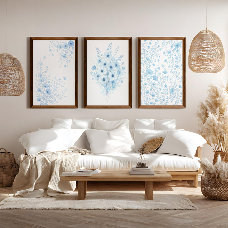 Botanical Art Wall – Blue Floral Bouquet Set of 3


 - Dark Brown Framed Poster No Border - Artworksets