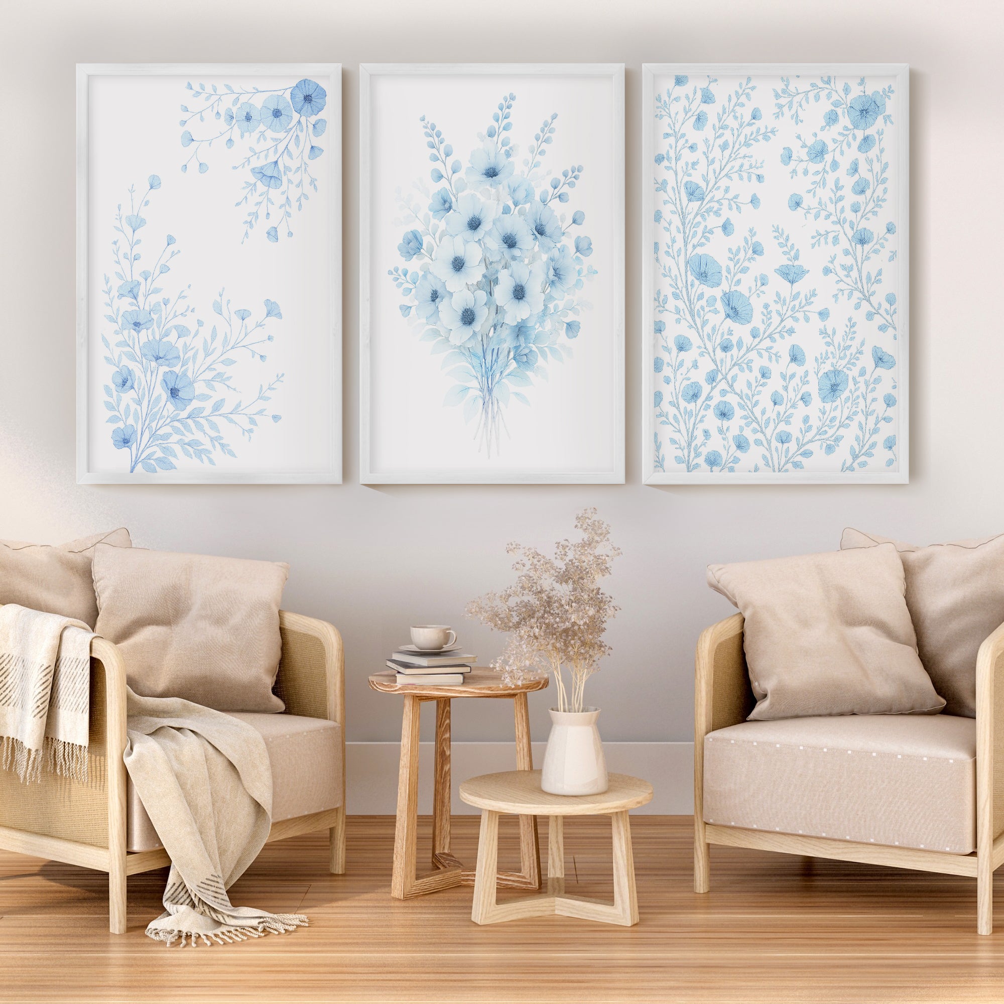 Botanical Art Wall – Blue Floral Bouquet Set of 3


 - White Framed Poster No Border - Artworksets