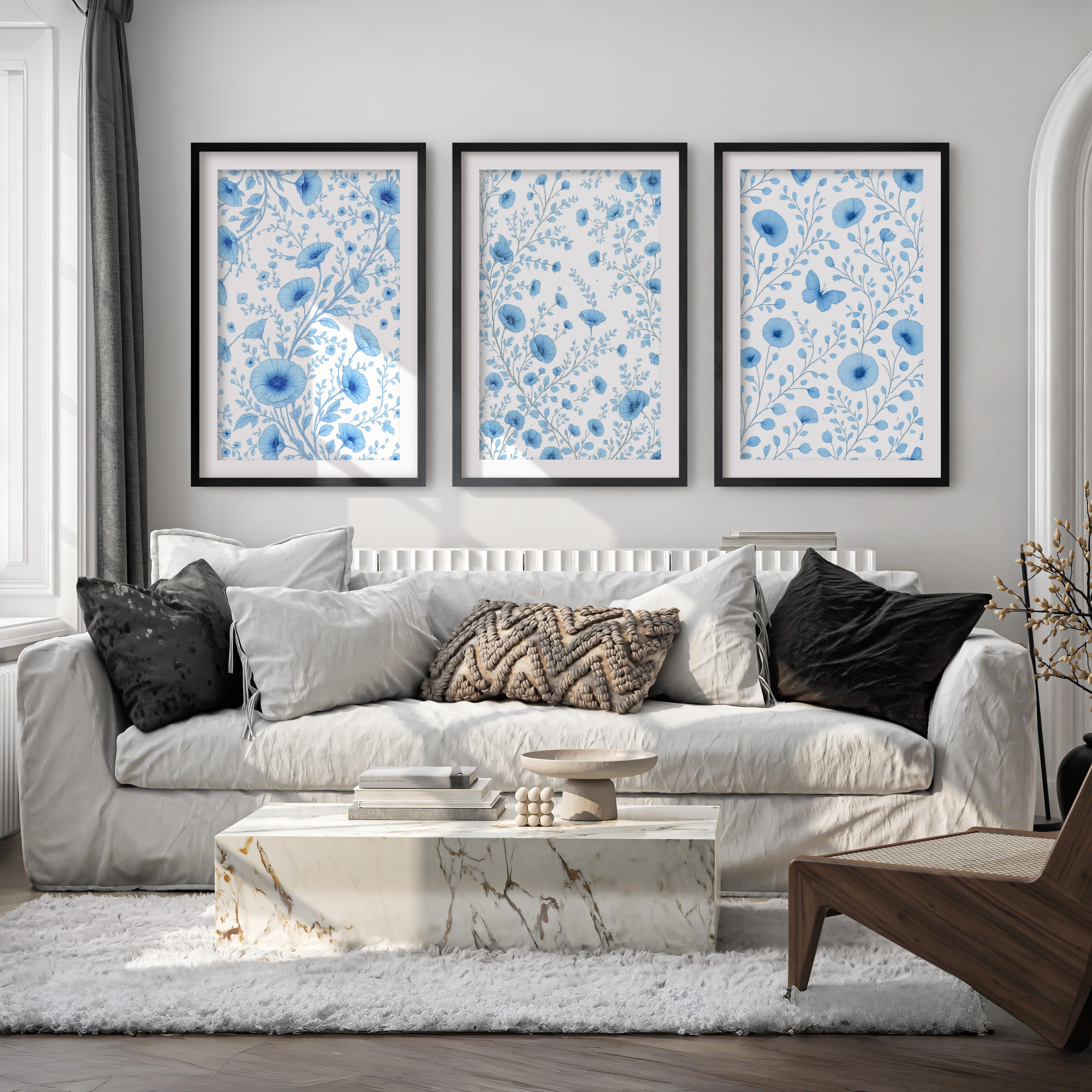 Botanical Posters Vintage – Blue Floral Set of 3




 - Black Framed Poster with White Border - Artworksets