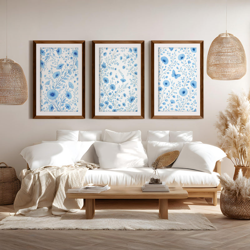 Botanical Posters Vintage – Blue Floral Set of 3




 - Dark Brown Framed Poster with White Border - Artworksets