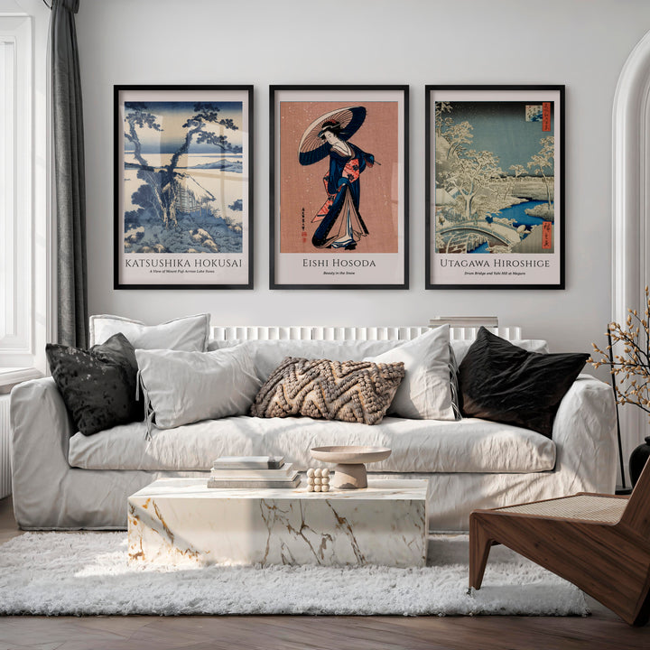 Snowy Figure buy japanese art Set - Black Framed Poster No Border - Artworksets