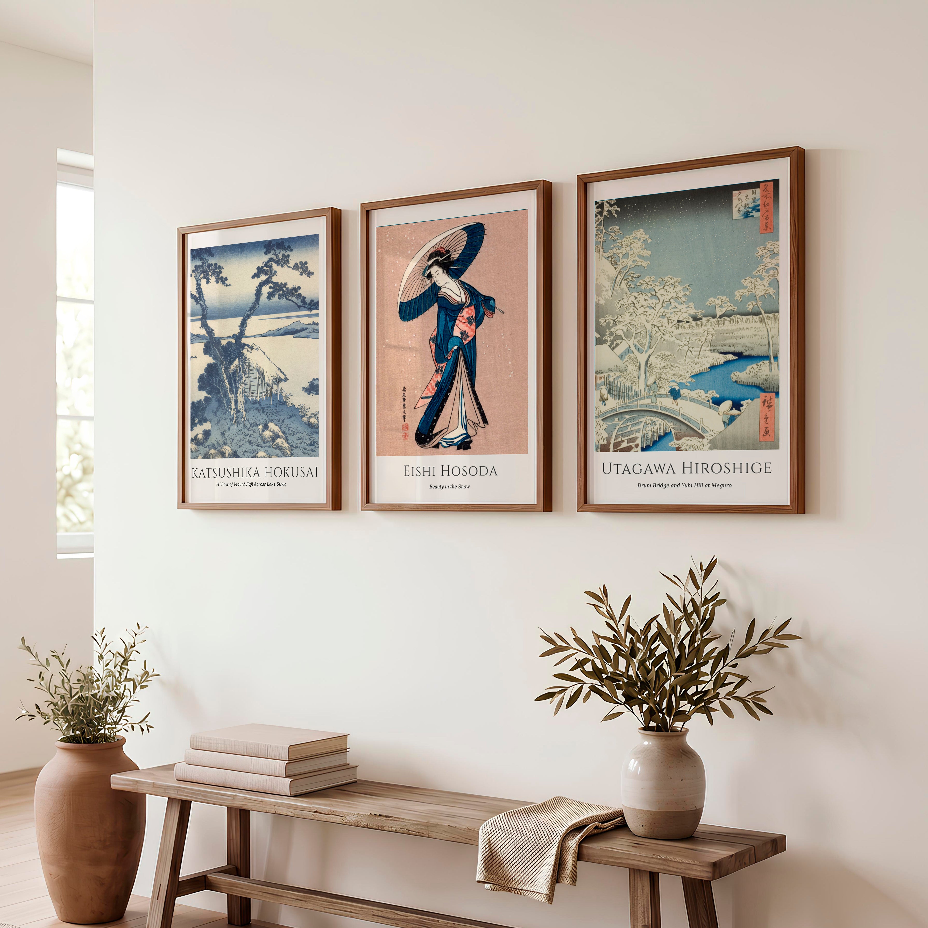 Snowy Figure buy japanese art Set - Dark Brown Framed Poster No Border - Artworksets