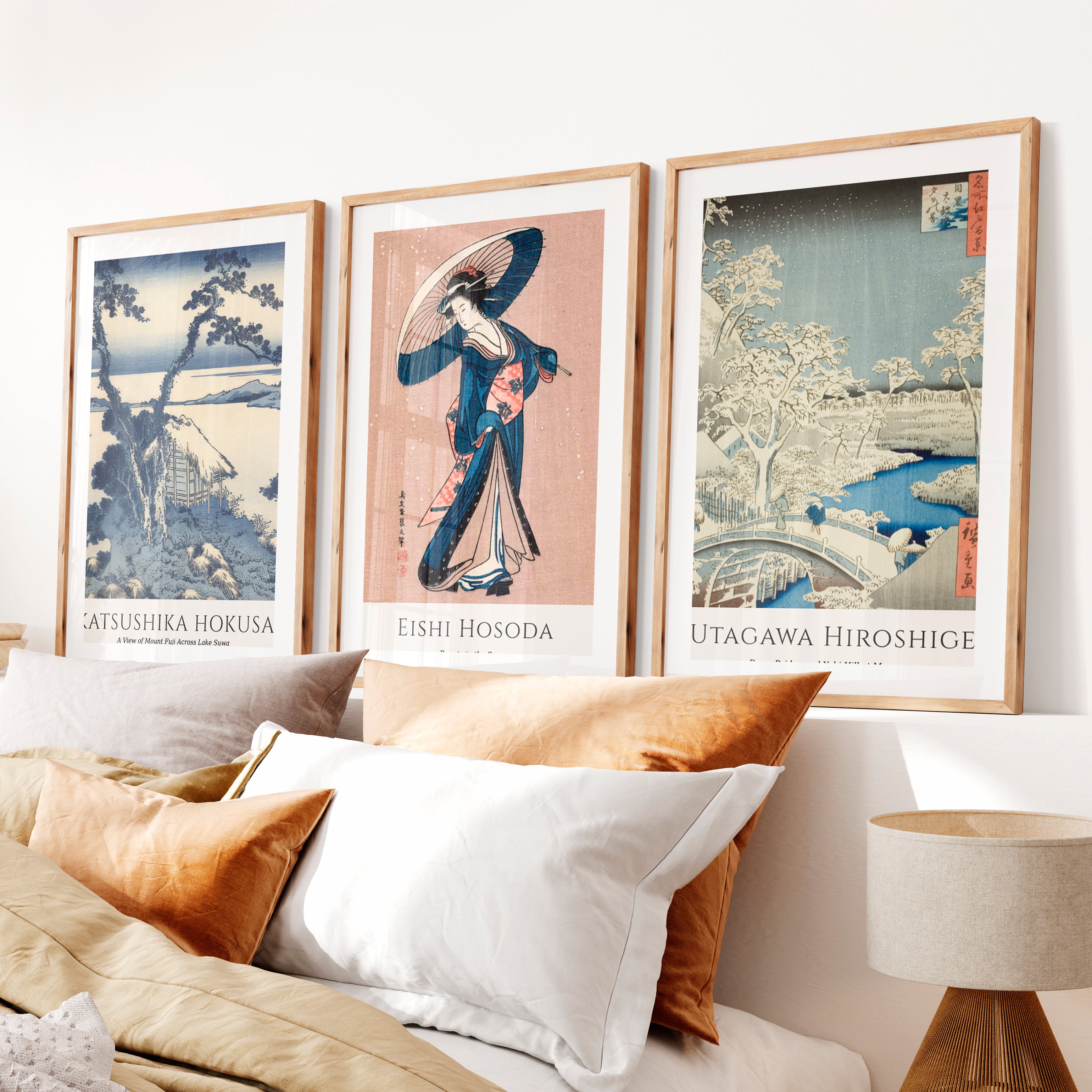 Snowy Figure buy japanese art Set- Natural Wood Framed Poster with White Border - Artworksets
