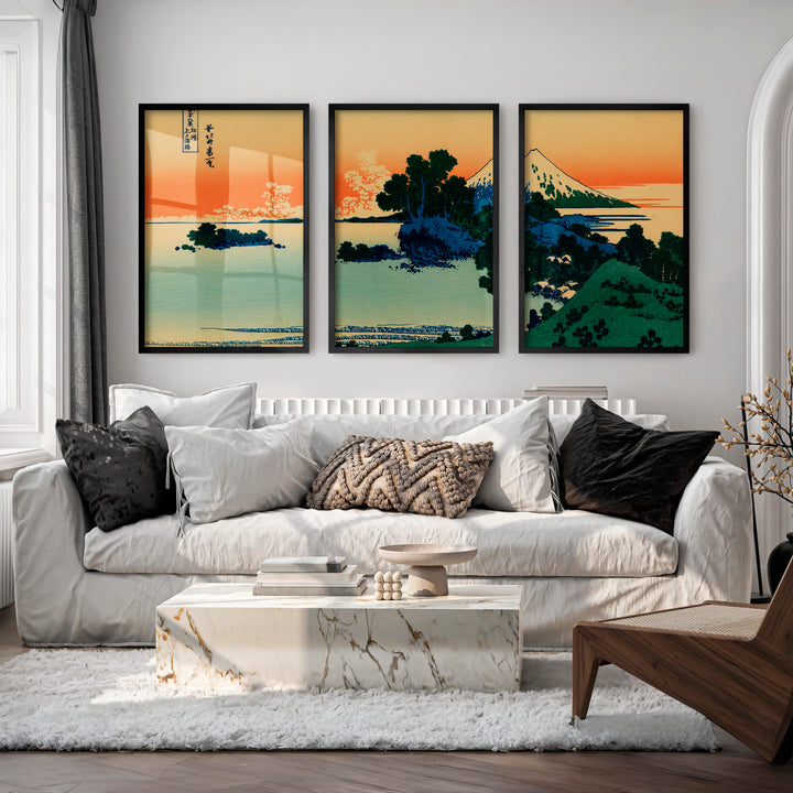 Elegant Buy Japanese Art Featuring Tiger and Lantern Set - Black Framed Poster No Border - Artworksets