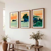 Elegant Buy Japanese Art Featuring Tiger and Lantern Set - Dark Brown Framed Poster with White Border - Artworksets