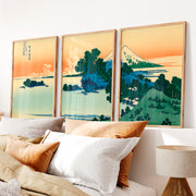 Elegant Buy Japanese Art Featuring Tiger and Lantern Set - Natural Wood Framed Poster No Border - Artworksets