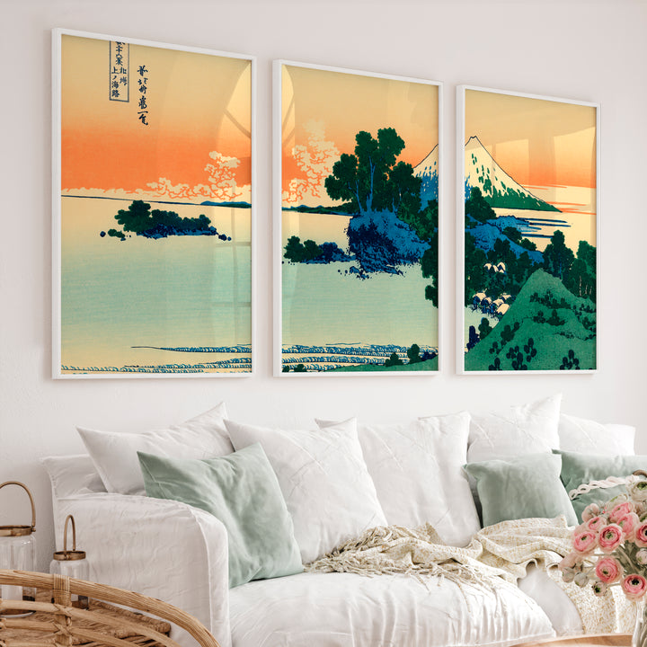 Elegant Buy Japanese Art Featuring Tiger and Lantern Set - White Framed Poster No Border - Artworksets