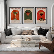 Classic Art Posters Featuring Vintage Cocktail Glasses - Black Framed Poster with White Border - Artworksets