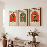 Classic Art Posters Featuring Vintage Cocktail Glasses - Dark Brown Framed Poster No Border - Artworksets