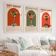 Classic Art Posters Featuring Vintage Cocktail Glasses - White Framed Poster No Border - Artworksets