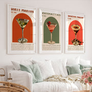 Classic Art Posters Featuring Vintage Cocktail Glasses - White Framed Poster with White Border - Artworksets