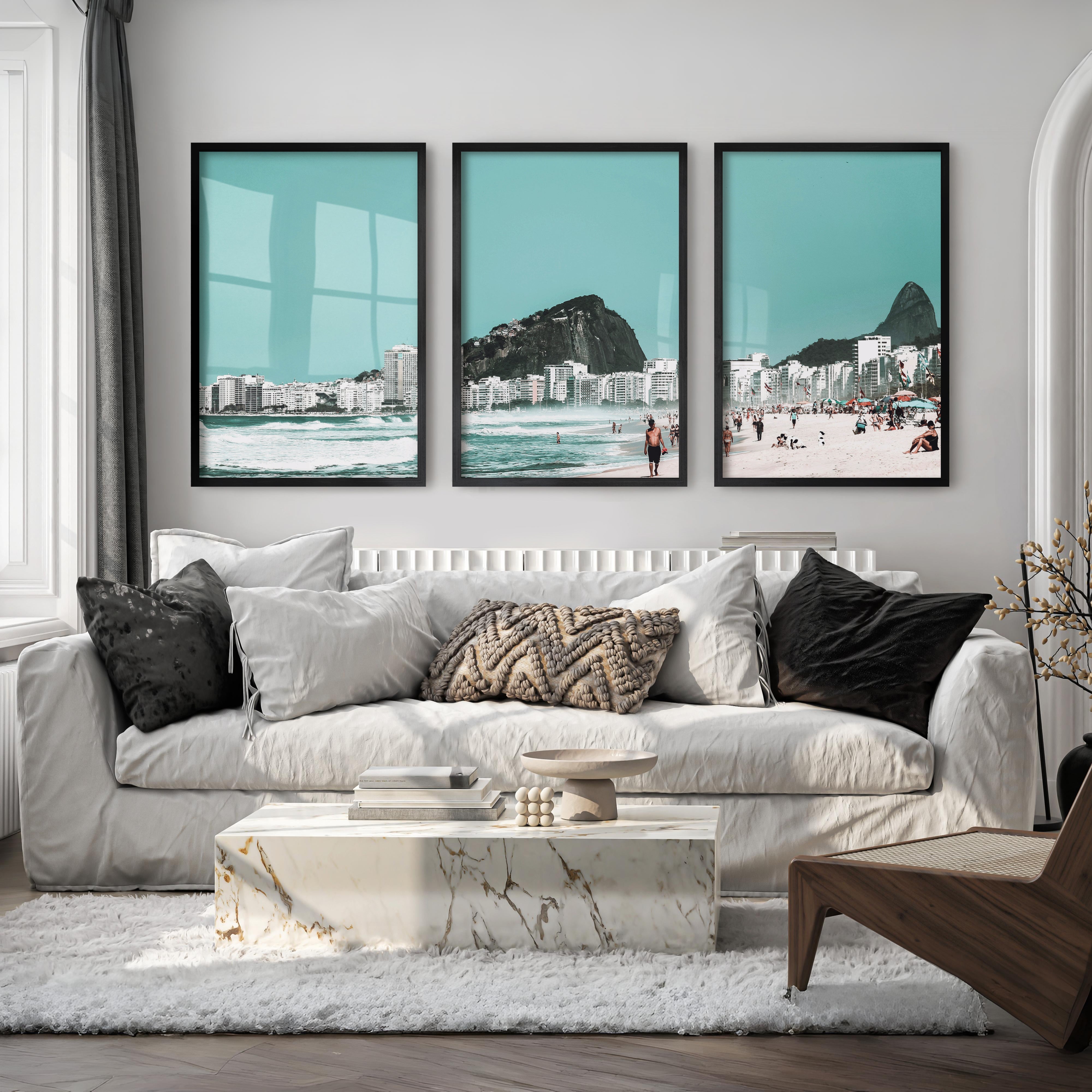 Rio Beach coastal art decor - Black Framed Poster No Border - Artworksets