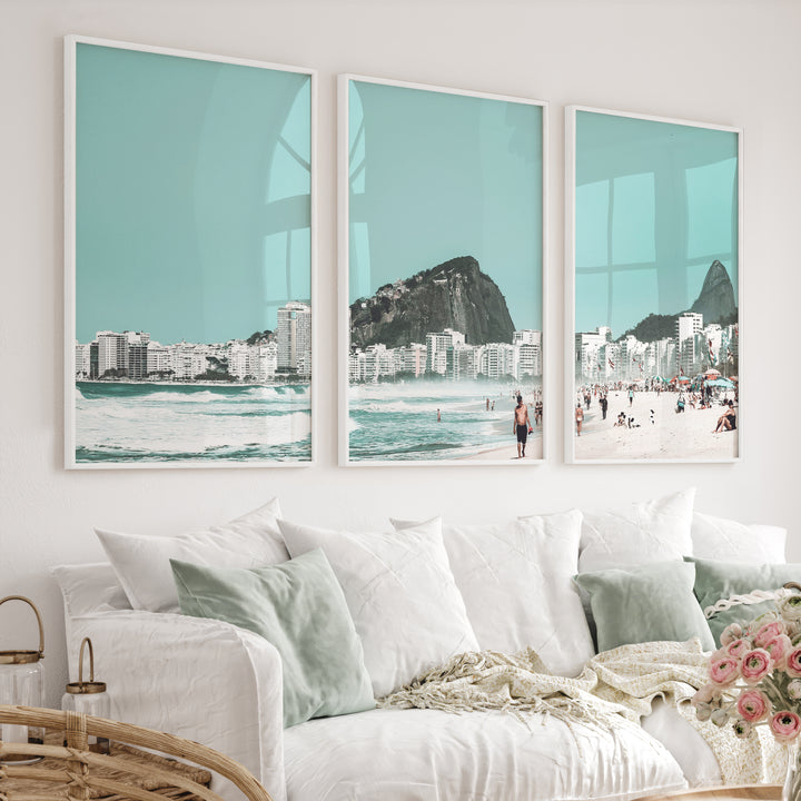 Rio Beach coastal art decor - White Framed Poster No Border - Artworksets