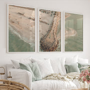 Aerial Jetty Beach coastal art paintings - White Framed Poster No Border - Artworksets