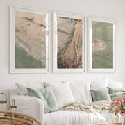 Aerial Jetty Beach coastal art paintings - White Framed Poster with White Border - Artworksets
