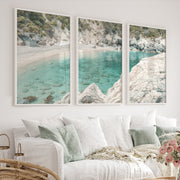 Rocky Cove coastal art pictures - White Framed Poster No Border - Artworksets