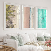 Aerial Beach Coastal Artwork for Walls - White Framed Poster with White Border - Artworksets