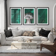 Turquoise Pier Coastal Artwork Framed - Black Framed Poster with White Border - Artworksets