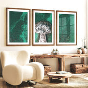 Turquoise Pier Coastal Artwork Framed - Dark Brown Framed Poster with White Border - Artworksets